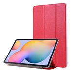 Silke Tekstur Læderetui til Samsung Galaxy Tab S8+, Trefløjet Stander Tablet Beskyttelsescover