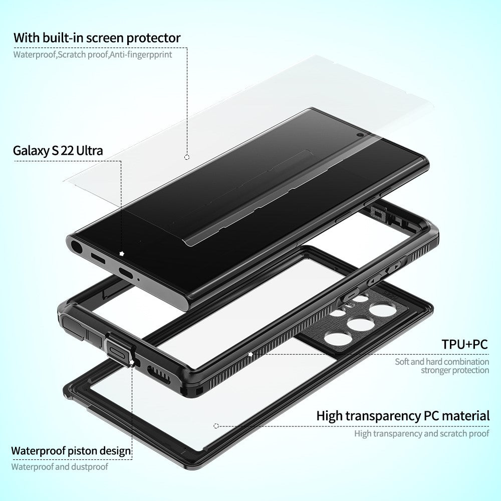 REDPEPPER A Series for Samsung Galaxy S22 Ultra 5G Waterproof Case IP68 Protective Phone Cover with Screen Protector