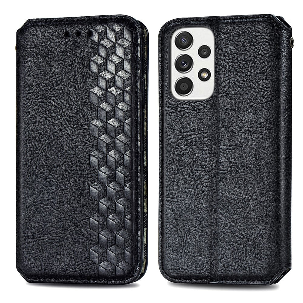Samsung Galaxy A33 5G PU-läderfodral Rhombus Imprint plånboksfodral