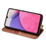 For Samsung Galaxy A33 5G PU Leather Case Rhombus Imprint Wallet Stand Phone Cover