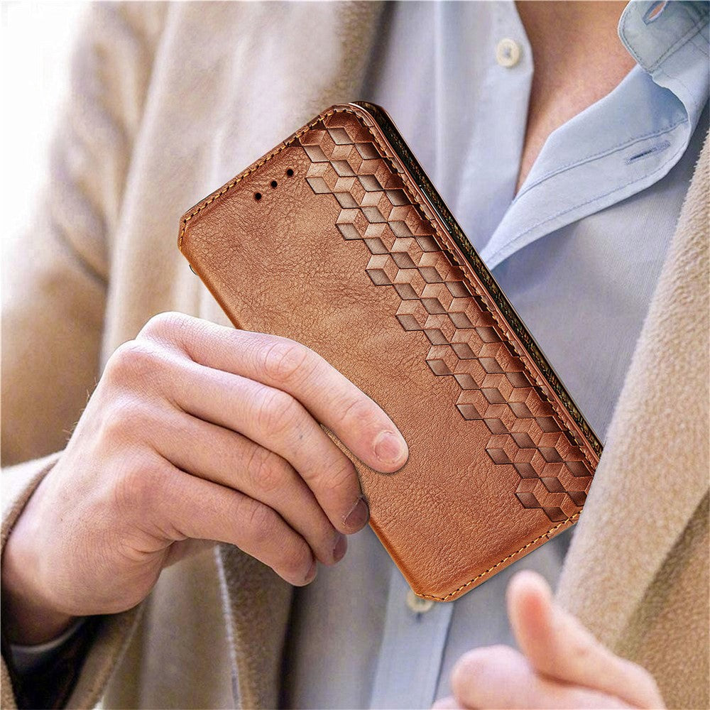 For Samsung Galaxy A33 5G PU Leather Case Rhombus Imprint Wallet Stand Phone Cover