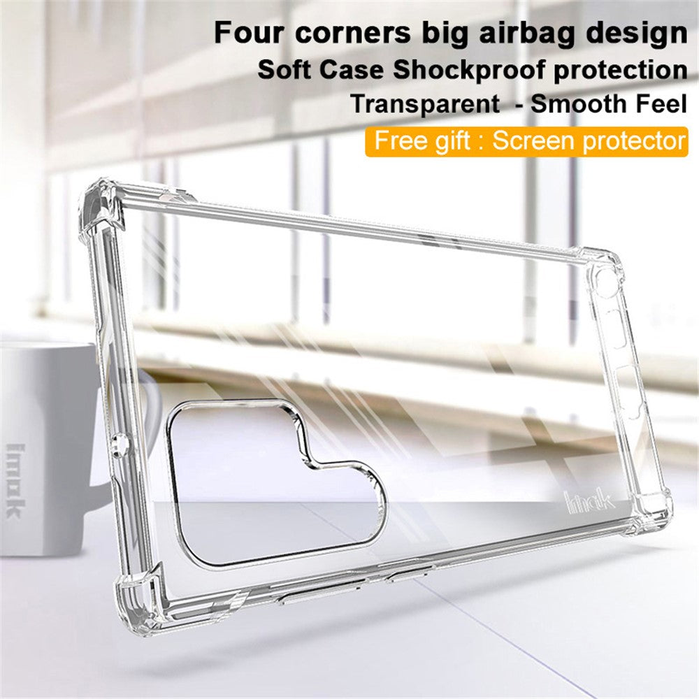 IMAK Clear Case for Samsung Galaxy S22 Ultra 5G, Airbag Drop Protective TPU Anti-scratch Phone Cover with Screen Protector