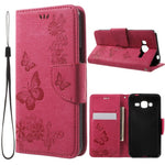 Præg sommerfugleblomster læder kortholder cover til Samsung Galaxy J3 (2016)