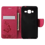 Præg sommerfugleblomster læder kortholder cover til Samsung Galaxy J3 (2016)