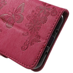 Præg sommerfugleblomster læder kortholder cover til Samsung Galaxy J3 (2016)