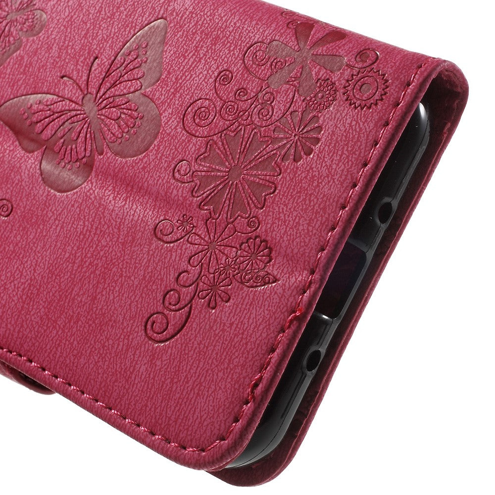 Præg sommerfugleblomster læder kortholder cover til Samsung Galaxy J3 (2016)