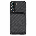 Shockproof Phone Case for Samsung Galaxy S22 5G Carbon Fiber Texture Protective Phone Cover with Detachable Magnetic Card Holder