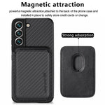 Shockproof Phone Case for Samsung Galaxy S22 5G Carbon Fiber Texture Protective Phone Cover with Detachable Magnetic Card Holder