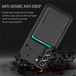 Shockproof Phone Case for Samsung Galaxy S22 5G Carbon Fiber Texture Protective Phone Cover with Detachable Magnetic Card Holder