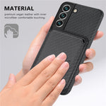 Shockproof Phone Case for Samsung Galaxy S22 5G Carbon Fiber Texture Protective Phone Cover with Detachable Magnetic Card Holder