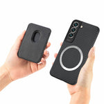 Shockproof Phone Case for Samsung Galaxy S22 5G Carbon Fiber Texture Protective Phone Cover with Detachable Magnetic Card Holder