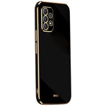 XINLI för Samsung Galaxy A52s 5G/Galaxy A52 4G/5G Skyddande Skal Precis Linsutskärning Galvanisering Gyllene Kant Design Fallskyddande TPU mobilskal