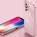 XINLI för Samsung Galaxy A52s 5G/Galaxy A52 4G/5G Skyddande Skal Precis Linsutskärning Galvanisering Gyllene Kant Design Fallskyddande TPU mobilskal