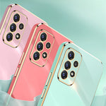 XINLI för Samsung Galaxy A52s 5G/Galaxy A52 4G/5G Skyddande Skal Precis Linsutskärning Galvanisering Gyllene Kant Design Fallskyddande TPU mobilskal