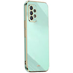 XINLI för Samsung Galaxy A52s 5G/Galaxy A52 4G/5G Skyddande Skal Precis Linsutskärning Galvanisering Gyllene Kant Design Fallskyddande TPU mobilskal