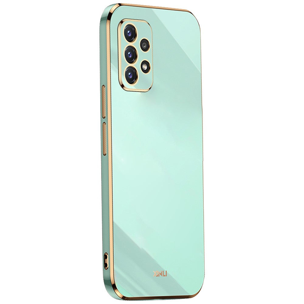XINLI för Samsung Galaxy A52s 5G/Galaxy A52 4G/5G Skyddande Skal Precis Linsutskärning Galvanisering Gyllene Kant Design Fallskyddande TPU mobilskal