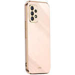 XINLI för Samsung Galaxy A52s 5G/Galaxy A52 4G/5G Skyddande Skal Precis Linsutskärning Galvanisering Gyllene Kant Design Fallskyddande TPU mobilskal