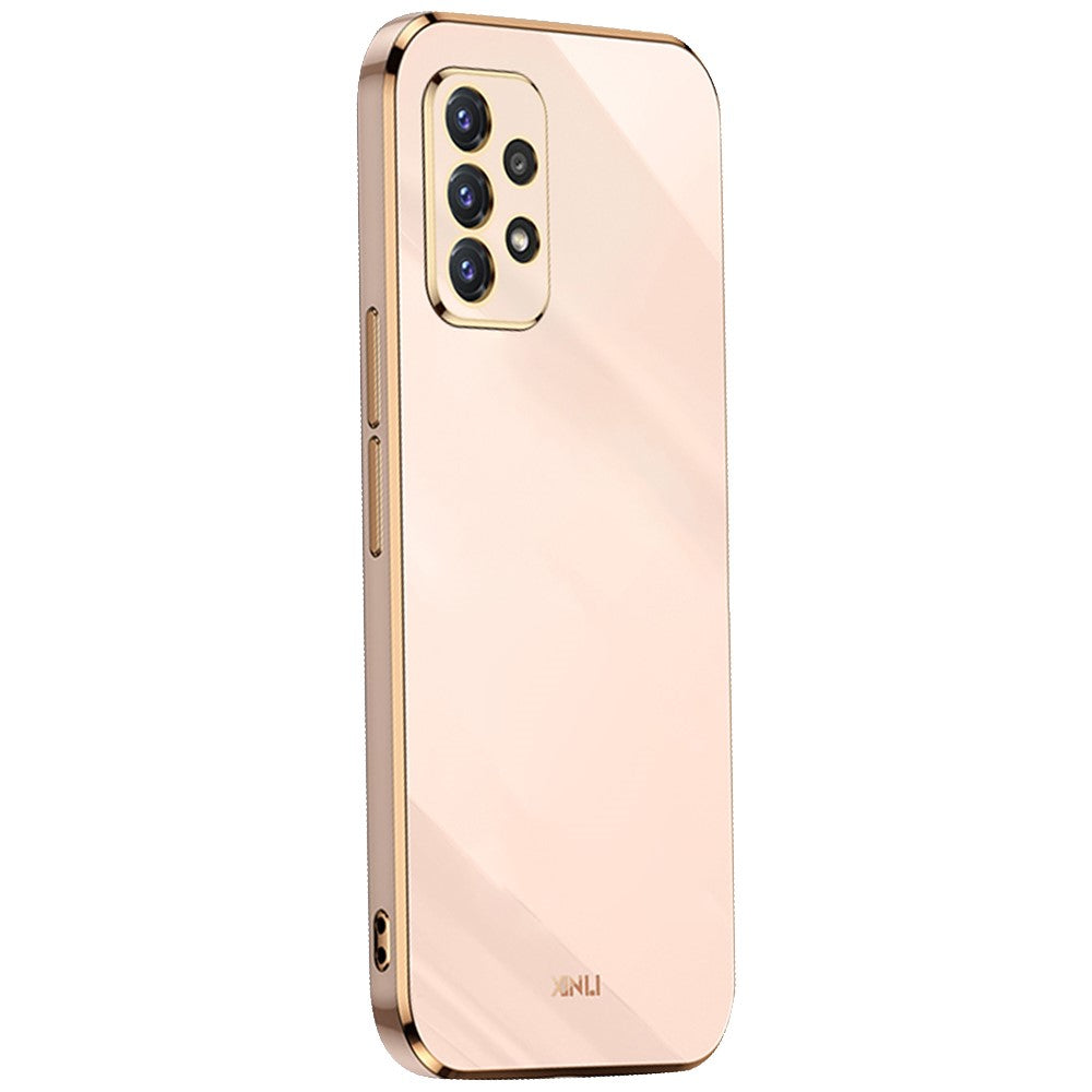 XINLI för Samsung Galaxy A52s 5G/Galaxy A52 4G/5G Skyddande Skal Precis Linsutskärning Galvanisering Gyllene Kant Design Fallskyddande TPU mobilskal