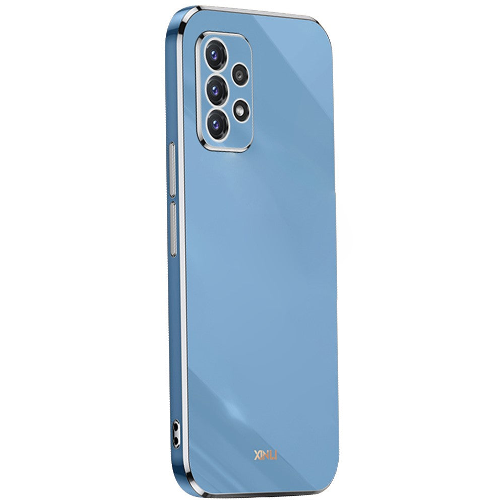 XINLI för Samsung Galaxy A52s 5G/Galaxy A52 4G/5G Skyddande Skal Precis Linsutskärning Galvanisering Gyllene Kant Design Fallskyddande TPU mobilskal