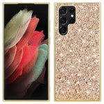 Samsung Galaxy S22 Ultra 5G Bling Glitter Mobilskal Galvaniserad TPU Ram + Hård PC Baksida Reptåligt Skyddande Mobilskal