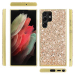 Samsung Galaxy S22 Ultra 5G Bling Glitter Mobilskal Galvaniserad TPU Ram + Hård PC Baksida Reptåligt Skyddande Mobilskal