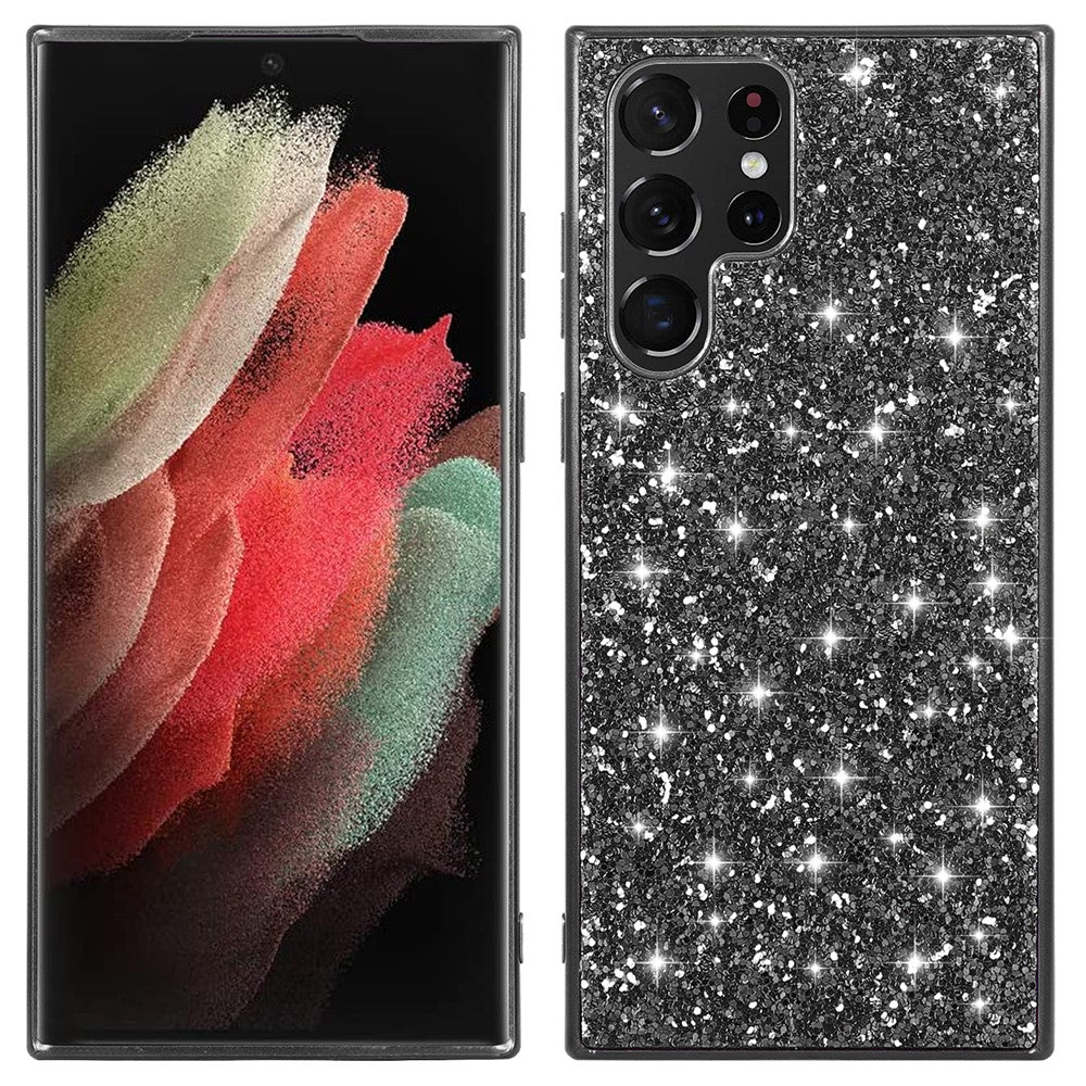 Samsung Galaxy S22 Ultra 5G Bling Glitter Mobilskal Galvaniserad TPU Ram + Hård PC Baksida Reptåligt Skyddande Mobilskal