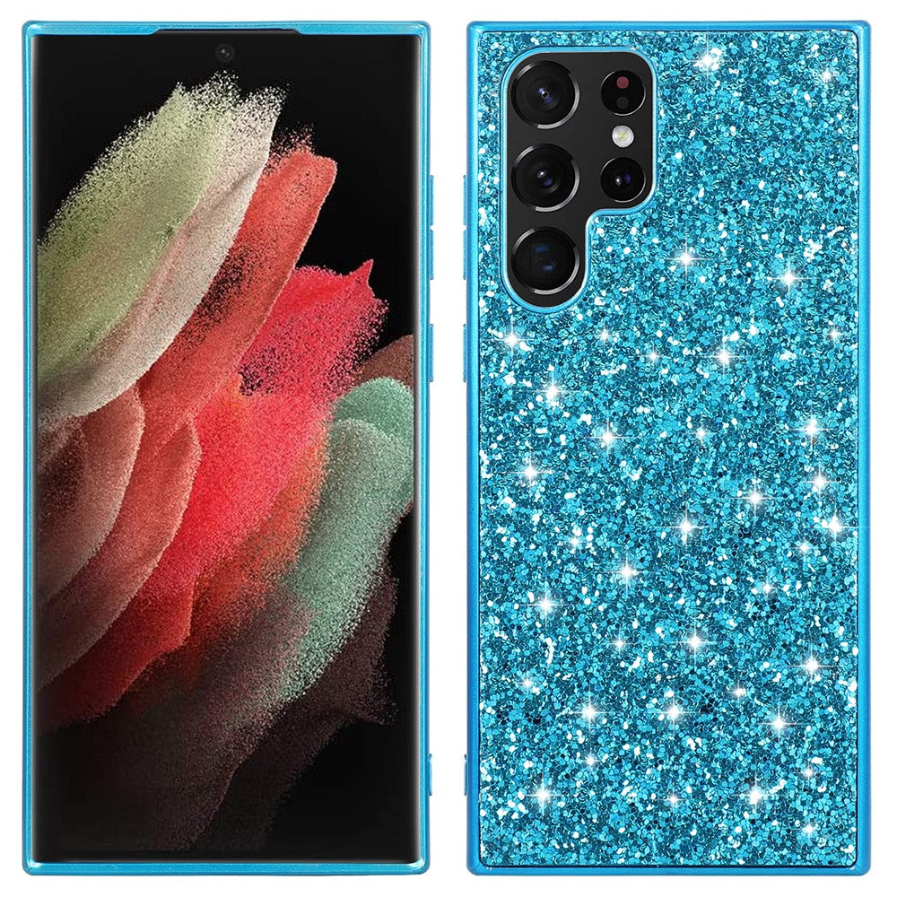 Samsung Galaxy S22 Ultra 5G Bling Glitter Mobilskal Galvaniserad TPU Ram + Hård PC Baksida Reptåligt Skyddande Mobilskal
