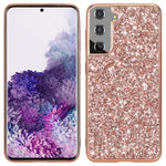 For Samsung Galaxy S22+ 5G Glitter Sequins Case Electroplating TPU Frame + Hard PC Back Dual Layer Hybrid Cover