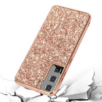 For Samsung Galaxy S22+ 5G Glitter Sequins Case Electroplating TPU Frame + Hard PC Back Dual Layer Hybrid Cover