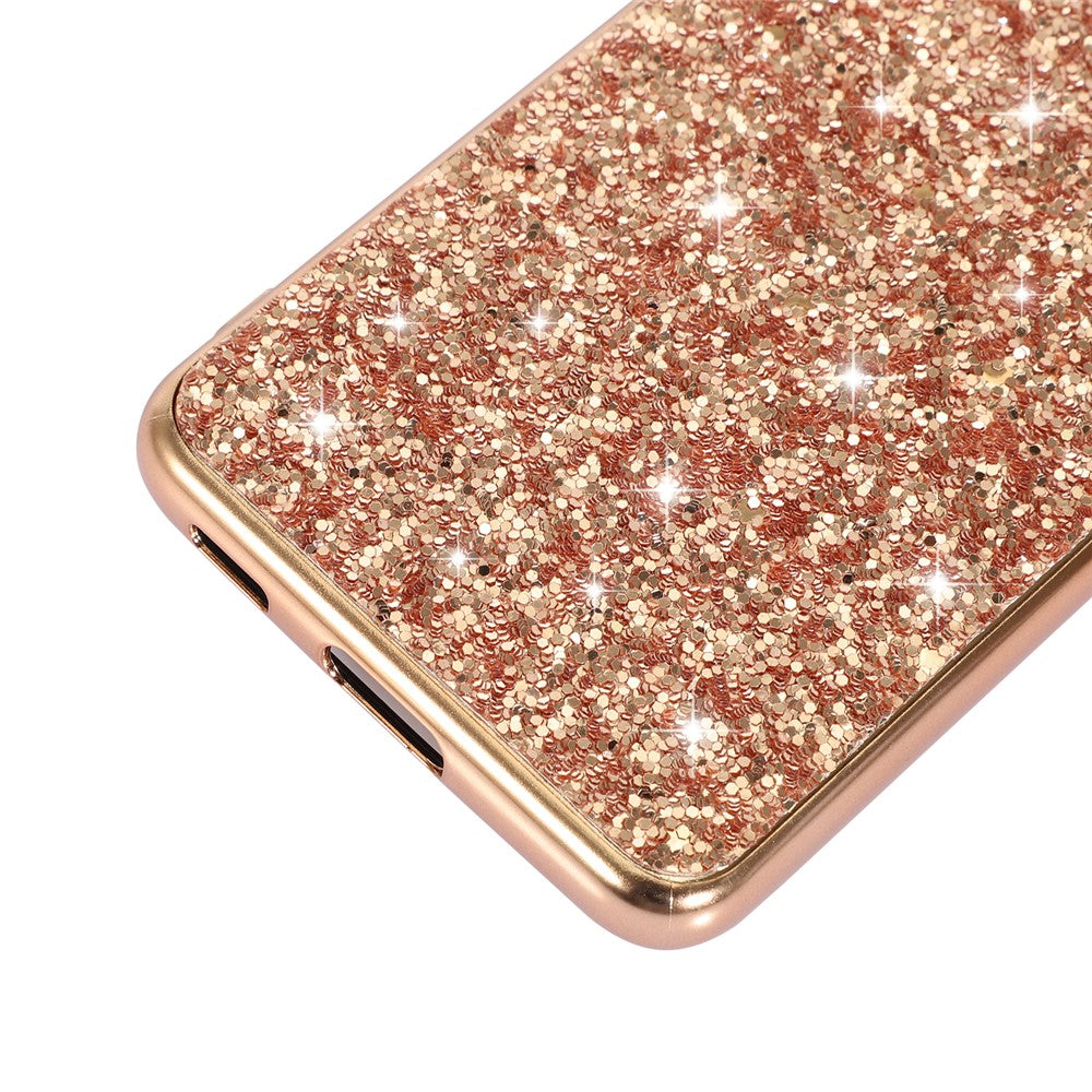 For Samsung Galaxy S22+ 5G Glitter Sequins Case Electroplating TPU Frame + Hard PC Back Dual Layer Hybrid Cover