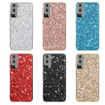 For Samsung Galaxy S22+ 5G Glitter Sequins Case Electroplating TPU Frame + Hard PC Back Dual Layer Hybrid Cover