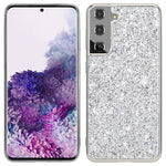For Samsung Galaxy S22+ 5G Glitter Sequins Case Electroplating TPU Frame + Hard PC Back Dual Layer Hybrid Cover