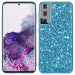 For Samsung Galaxy S22+ 5G Glitter Sequins Case Electroplating TPU Frame + Hard PC Back Dual Layer Hybrid Cover