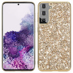For Samsung Galaxy S22+ 5G Glitter Sequins Case Electroplating TPU Frame + Hard PC Back Dual Layer Hybrid Cover