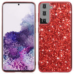 For Samsung Galaxy S22+ 5G Glitter Sequins Case Electroplating TPU Frame + Hard PC Back Dual Layer Hybrid Cover