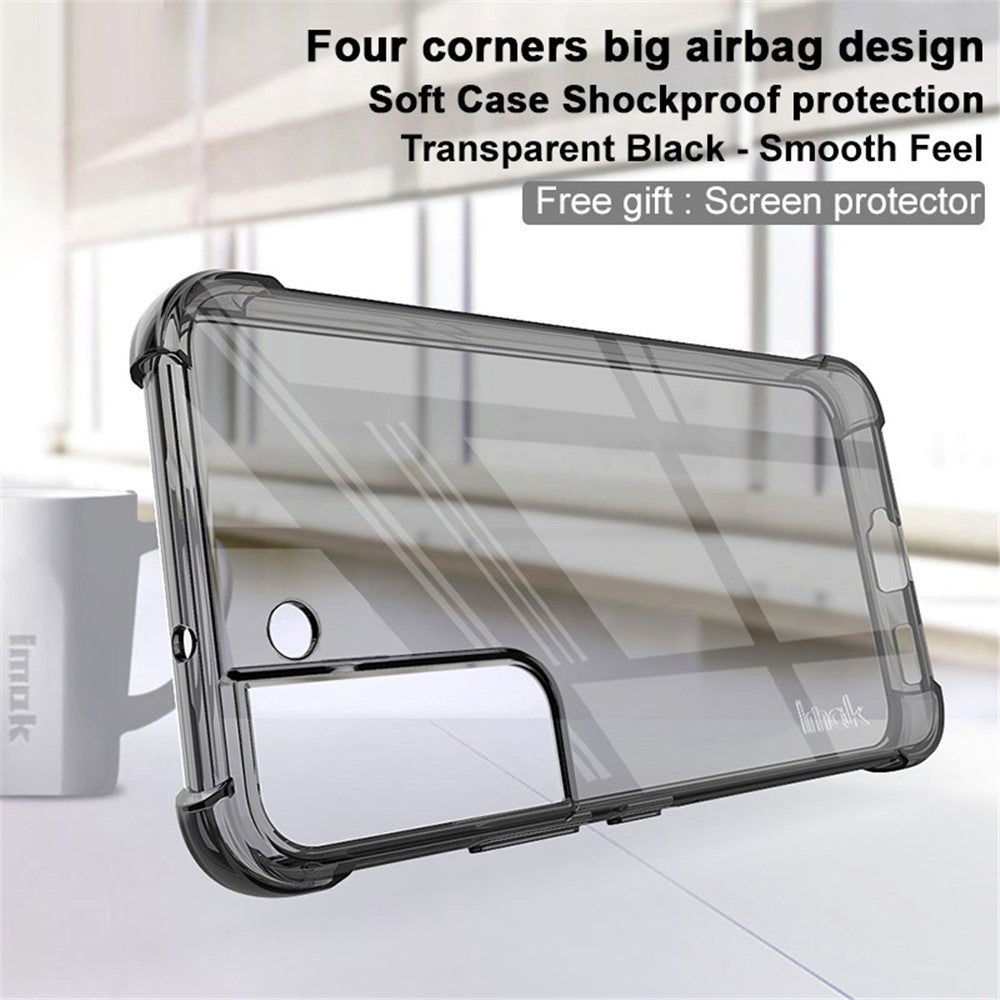 IMAK Airbag Shockproof Case for Samsung Galaxy S22 5G, Clear Soft TPU Anti-Scratch Bumper Protection Phone Cover with Screen Protector