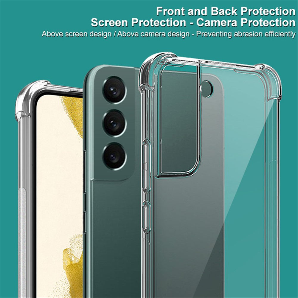 IMAK Airbag Shockproof Case for Samsung Galaxy S22 5G, Clear Soft TPU Anti-Scratch Bumper Protection Phone Cover with Screen Protector