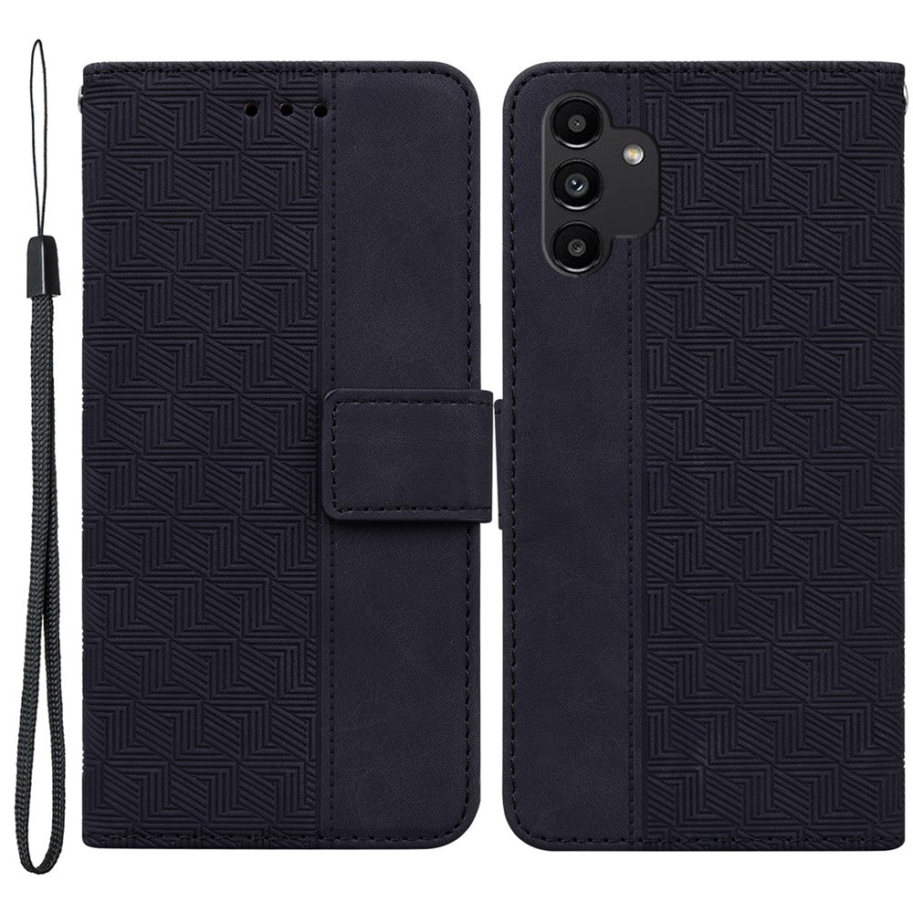 Til Samsung Galaxy A13 4G Stilfuldt pungcover med geometrisk mønster, håndfrit stativ og PU-læder fliptelefoncover