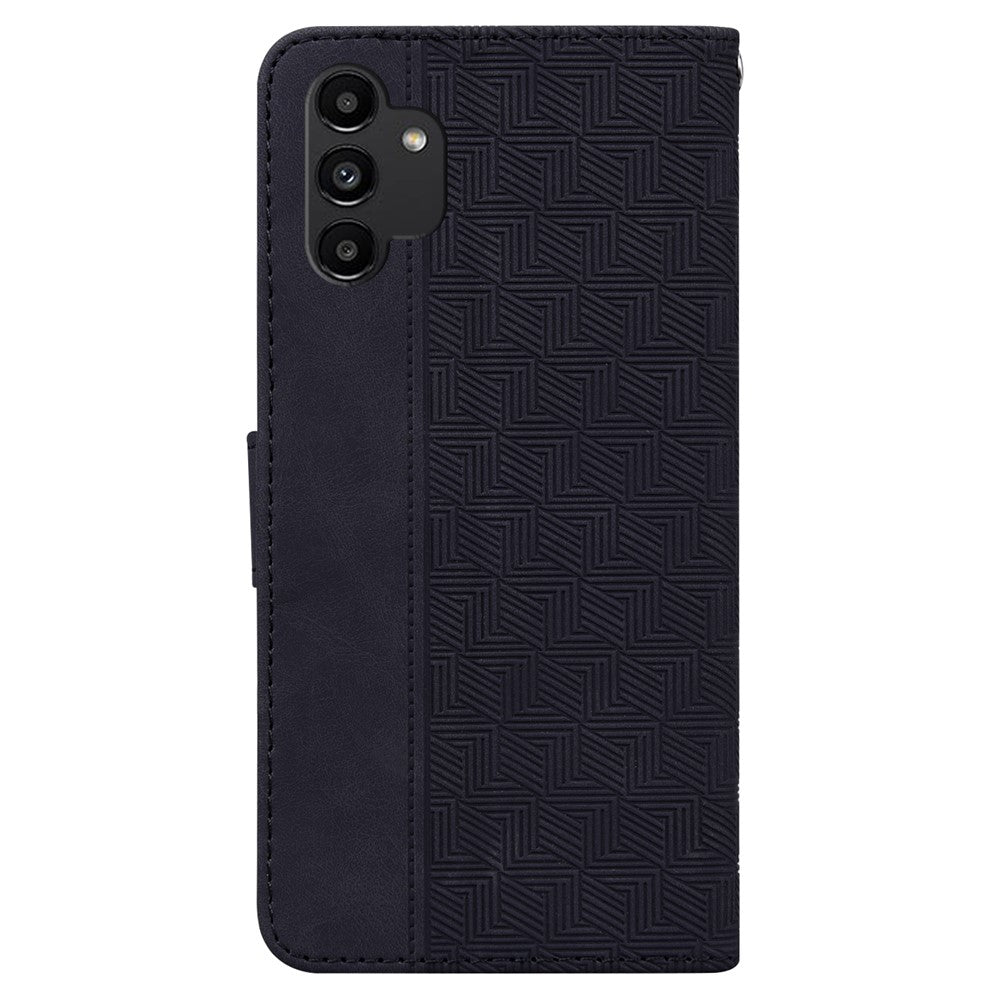 Til Samsung Galaxy A13 4G Stilfuldt pungcover med geometrisk mønster, håndfrit stativ og PU-læder fliptelefoncover