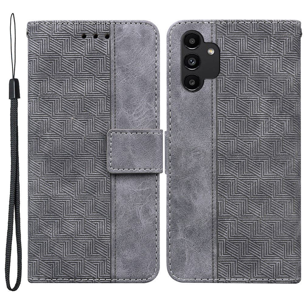 Til Samsung Galaxy A13 4G Stilfuldt pungcover med geometrisk mønster, håndfrit stativ og PU-læder fliptelefoncover
