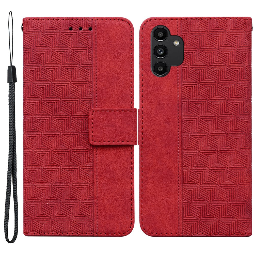 Til Samsung Galaxy A13 4G Stilfuldt pungcover med geometrisk mønster, håndfrit stativ og PU-læder fliptelefoncover
