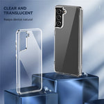 Electroplating Transparent Clear Hybrid Phone Cover for Samsung Galaxy S21+ 5G, Thickened Corners TPU + PC Mobile Phone Accessory