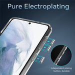 Electroplating Transparent Clear Hybrid Phone Cover for Samsung Galaxy S21+ 5G, Thickened Corners TPU + PC Mobile Phone Accessory