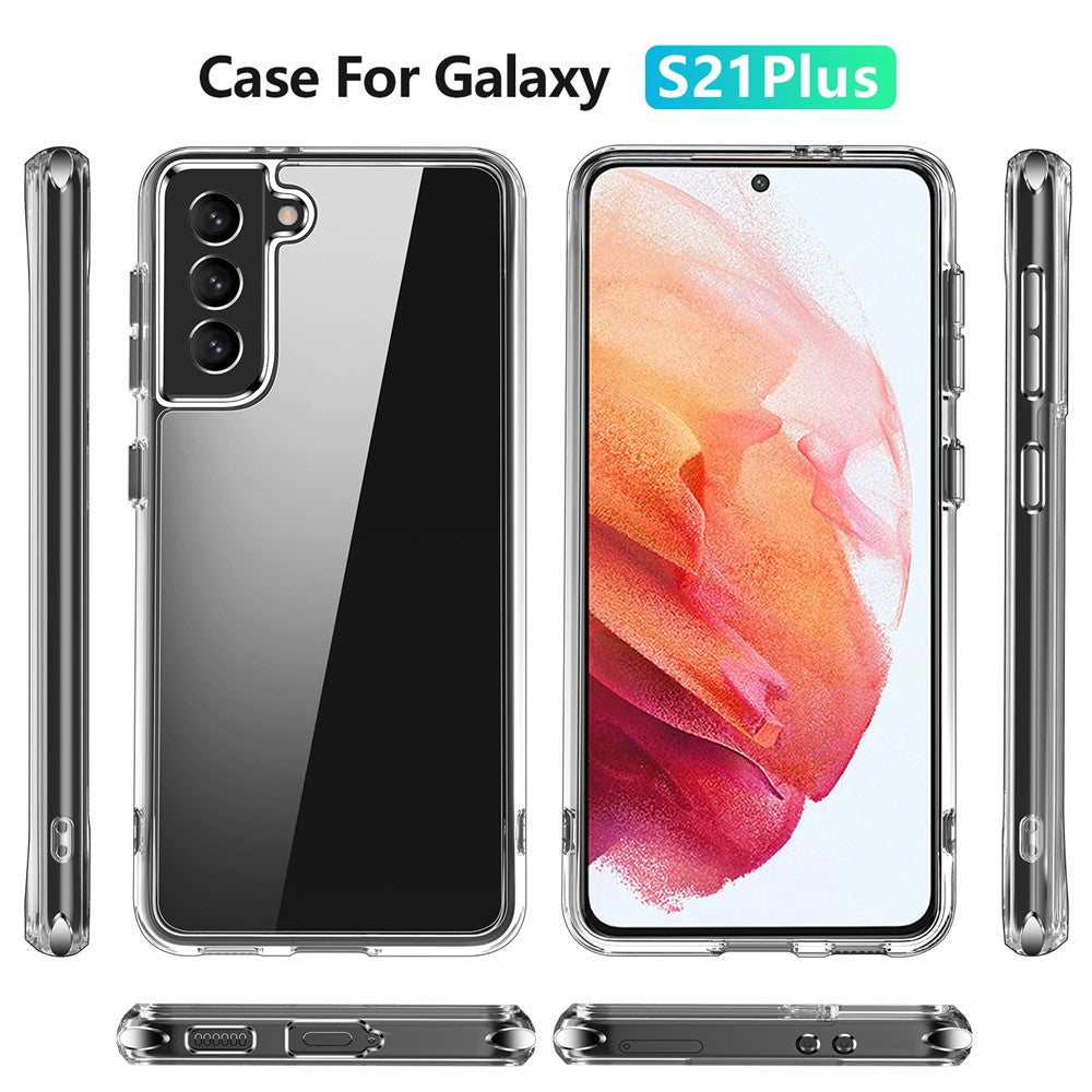 Electroplating Crystal Clear Hybrid Phone Cover for Samsung Galaxy S21 4G / 5G, Corner Drop-Proof Bumpers TPU + PC Mobile Phone Accessory