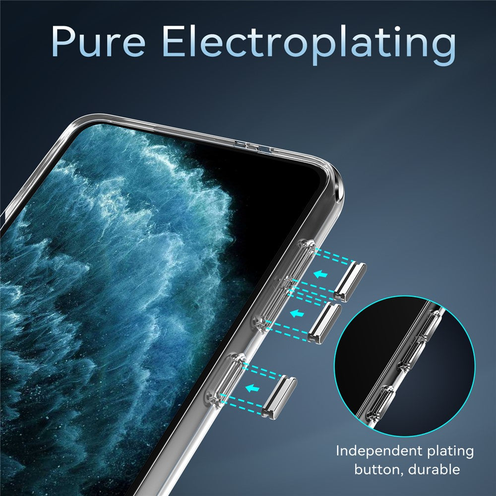 Transparent TPU + PC Cover til Samsung Galaxy A52 4G / 5G / A52s 5G med uafhængige galvaniserede sideknapper