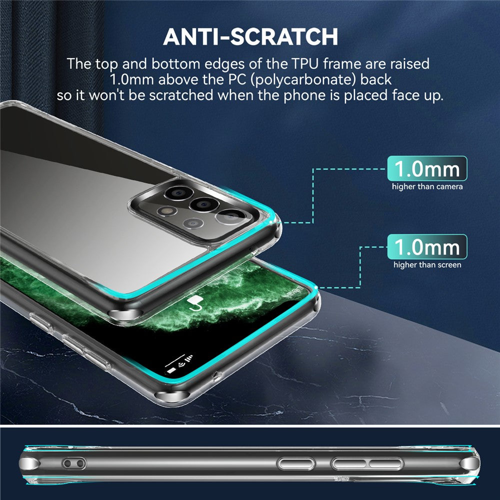 Transparent TPU + PC Cover til Samsung Galaxy A52 4G / 5G / A52s 5G med uafhængige galvaniserede sideknapper