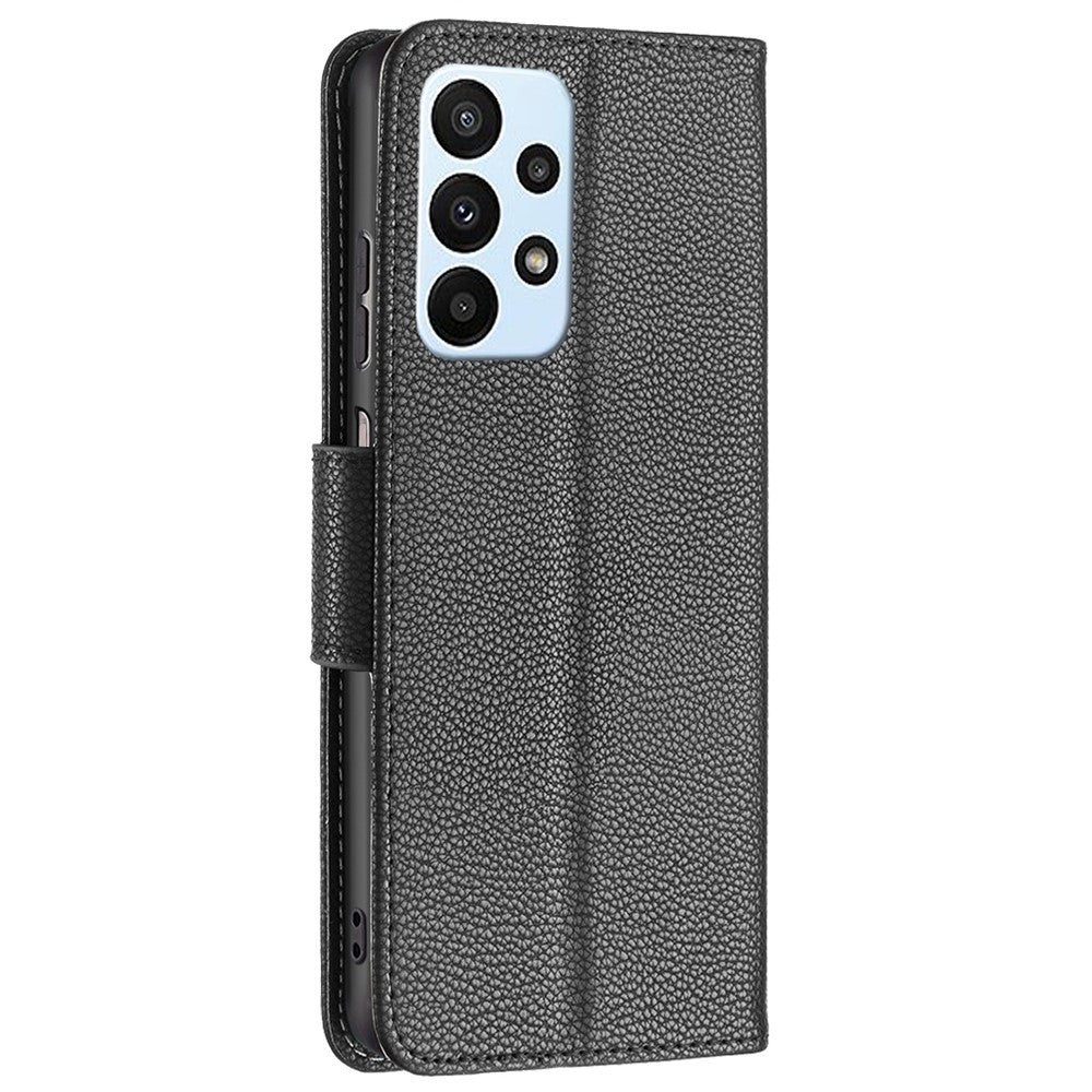 For Samsung Galaxy A23 4G / 5G (Global Version) Litchi Texture Scratch Resistant PU Leather Wallet Case Solid Color Stand Mobile Phone Cover