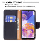 For Samsung Galaxy A23 4G / 5G (Global Version) Litchi Texture Scratch Resistant PU Leather Wallet Case Solid Color Stand Mobile Phone Cover