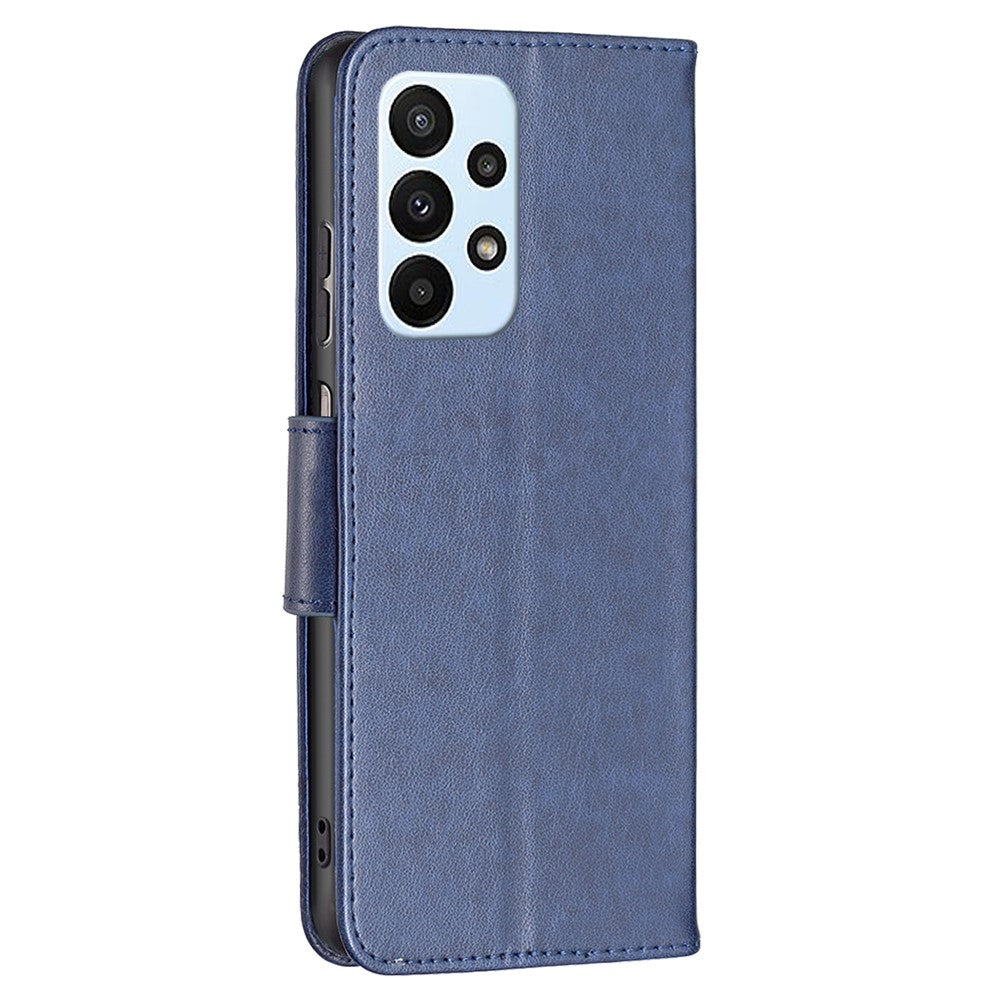For Samsung Galaxy A23 4G / 5G (Global Version) Butterfly Imprinted Phone Case Anti-Drop PU Leather Wallet Stand Cover with Hand Strap