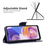 For Samsung Galaxy A23 4G / 5G (Global Version) Butterfly Imprinted Phone Case Anti-Drop PU Leather Wallet Stand Cover with Hand Strap